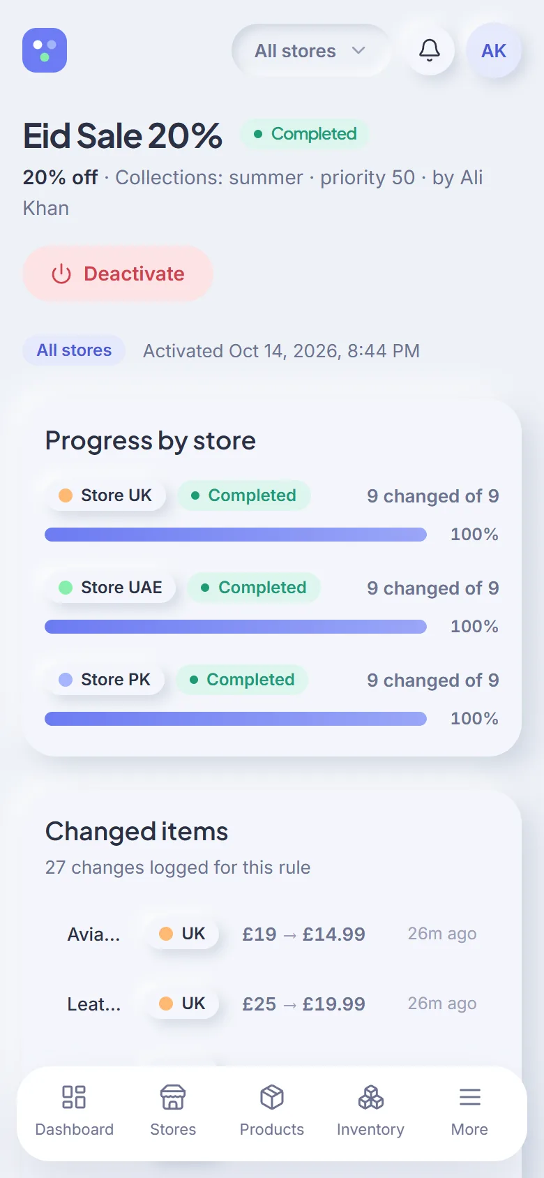 Rule progress on a phone